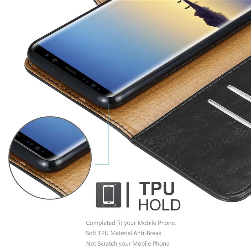 Cadorabo Hülle kompatibel mit Samsung Galaxy NOTE 8 Schutzhülle mit Magnetverschluss, Standfunktion und Kartenfach