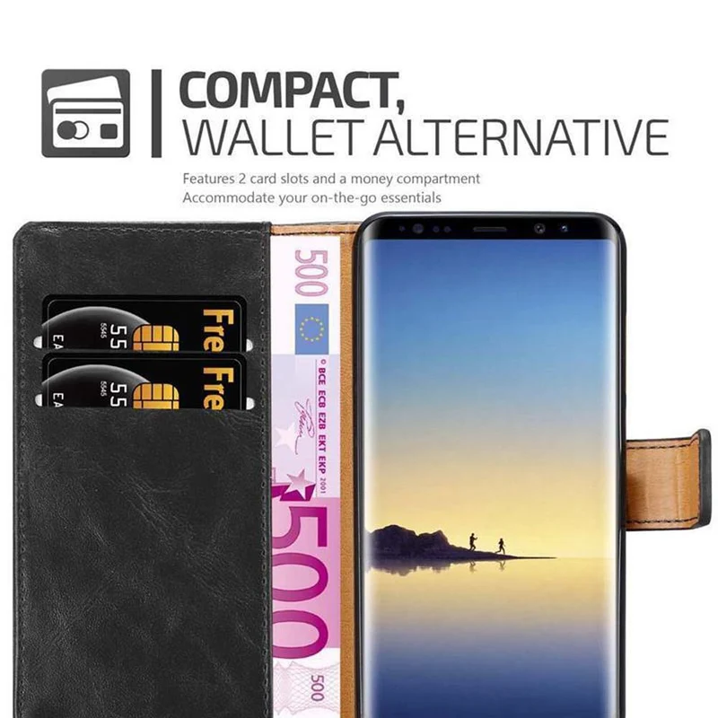 Cadorabo Hülle kompatibel mit Samsung Galaxy NOTE 8 Schutzhülle mit Magnetverschluss, Standfunktion und Kartenfach