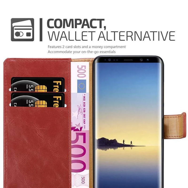 Cadorabo Hülle kompatibel mit Samsung Galaxy NOTE 8 Schutzhülle mit Magnetverschluss, Standfunktion und Kartenfach