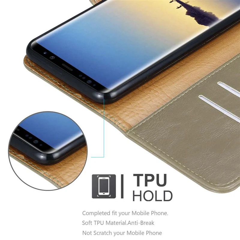 Cadorabo Hülle kompatibel mit Samsung Galaxy NOTE 8 Schutzhülle mit Magnetverschluss, Standfunktion und Kartenfach