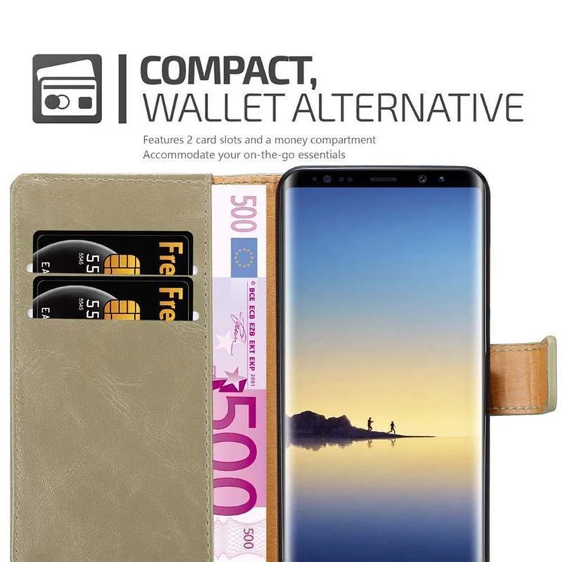 Cadorabo Hülle kompatibel mit Samsung Galaxy NOTE 8 Schutzhülle mit Magnetverschluss, Standfunktion und Kartenfach