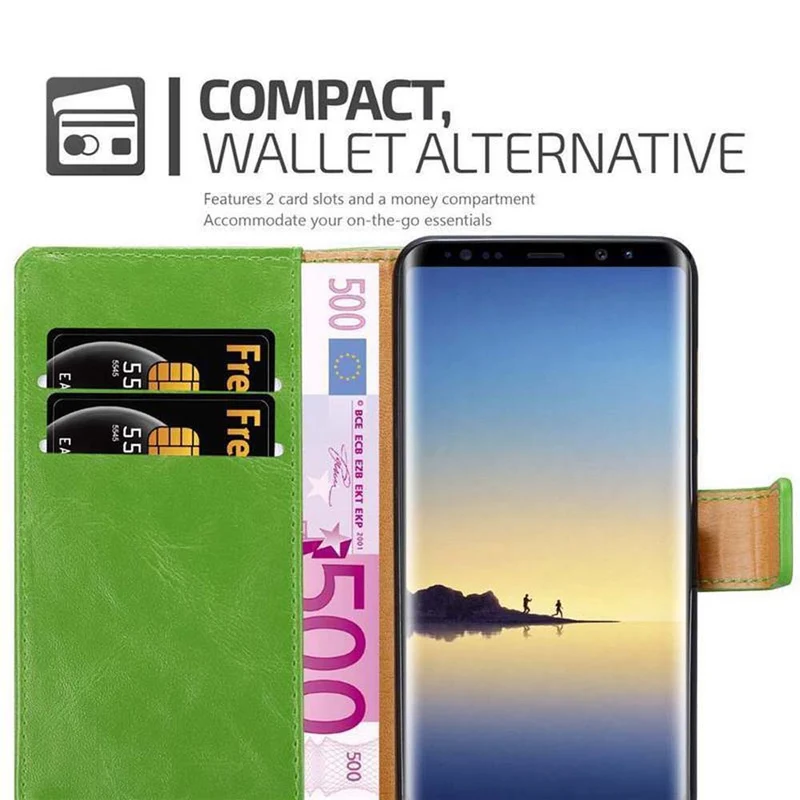 Cadorabo Hülle kompatibel mit Samsung Galaxy NOTE 8 Schutzhülle mit Magnetverschluss, Standfunktion und Kartenfach