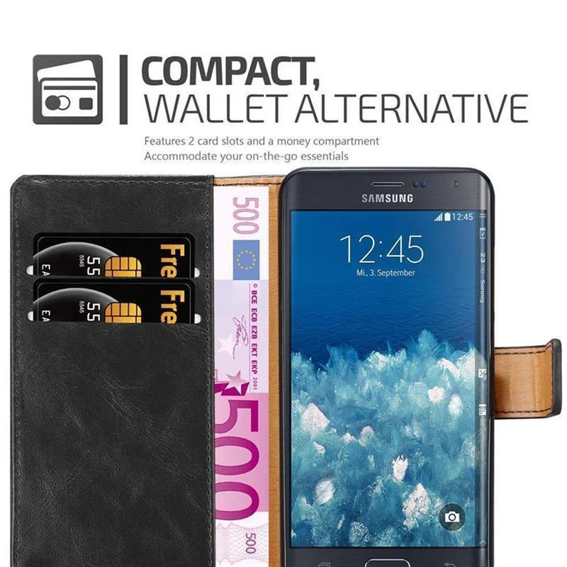 Cadorabo Hülle kompatibel mit Samsung Galaxy NOTE EDGE Schutzhülle mit Magnetverschluss, Standfunktion und Kartenfach
