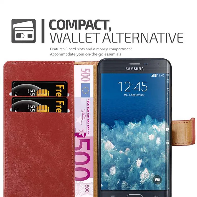 Cadorabo Hülle kompatibel mit Samsung Galaxy NOTE EDGE Schutzhülle mit Magnetverschluss, Standfunktion und Kartenfach
