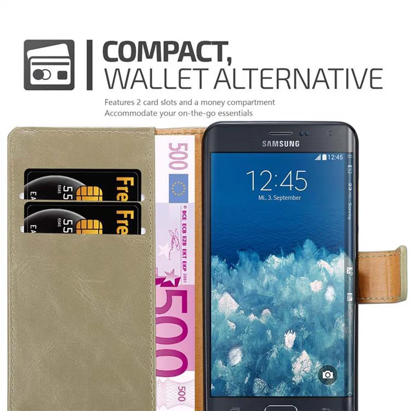 Cadorabo Hülle kompatibel mit Samsung Galaxy NOTE EDGE Schutzhülle mit Magnetverschluss, Standfunktion und Kartenfach