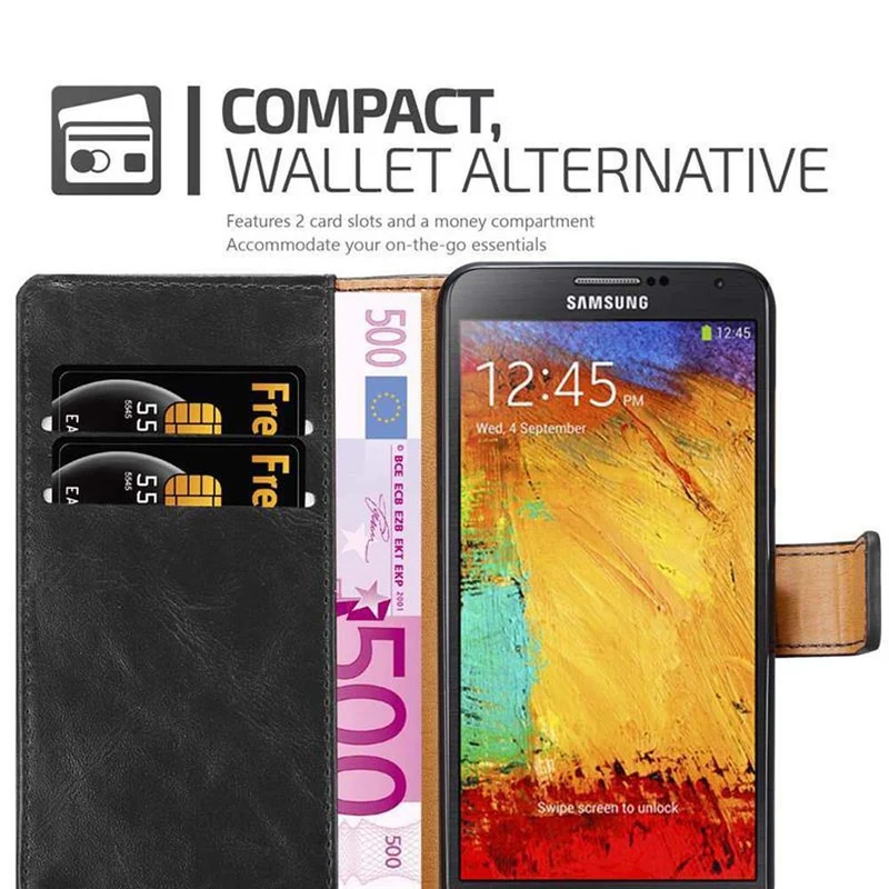 Cadorabo Hülle kompatibel mit Samsung Galaxy NOTE 3 NEO Schutzhülle mit Magnetverschluss, Standfunktion und Kartenfach