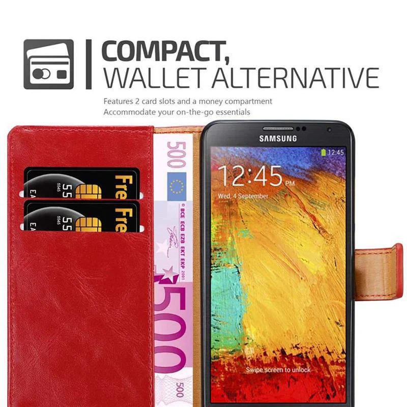 Cadorabo Hülle kompatibel mit Samsung Galaxy NOTE 3 NEO Schutzhülle mit Magnetverschluss, Standfunktion und Kartenfach