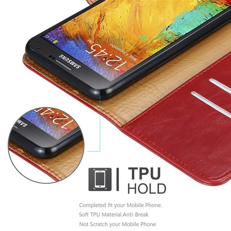 Cadorabo Hülle kompatibel mit Samsung Galaxy NOTE 3 NEO Schutzhülle mit Magnetverschluss, Standfunktion und Kartenfach