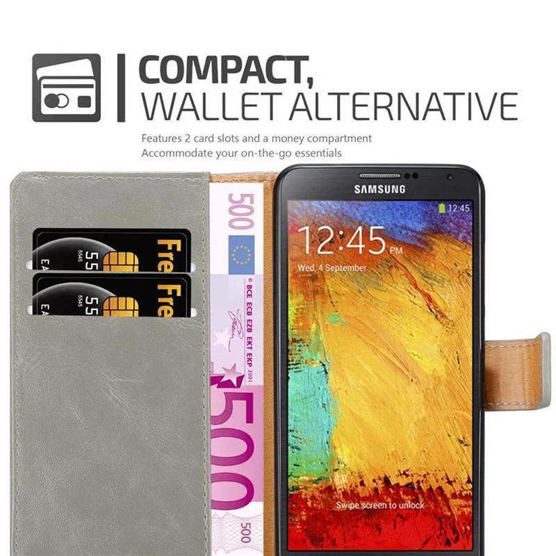 Cadorabo Hülle kompatibel mit Samsung Galaxy NOTE 3 NEO Schutzhülle mit Magnetverschluss, Standfunktion und Kartenfach