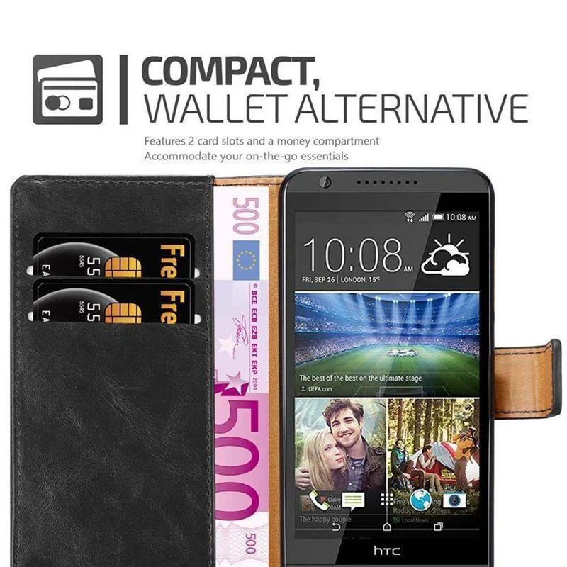 Cadorabo Hülle kompatibel mit HTC Desire 820 Schutzhülle mit Magnetverschluss, Standfunktion und Kartenfach