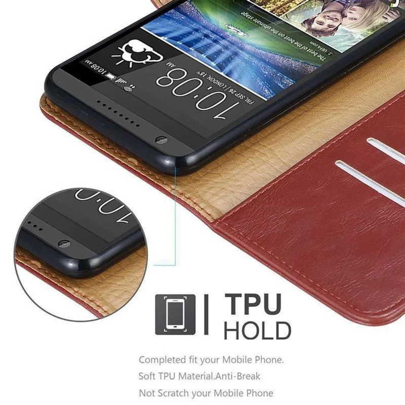 Cadorabo Hülle kompatibel mit HTC Desire 820 Schutzhülle mit Magnetverschluss, Standfunktion und Kartenfach