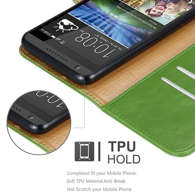Cadorabo Hülle kompatibel mit HTC Desire 820 Schutzhülle mit Magnetverschluss, Standfunktion und Kartenfach