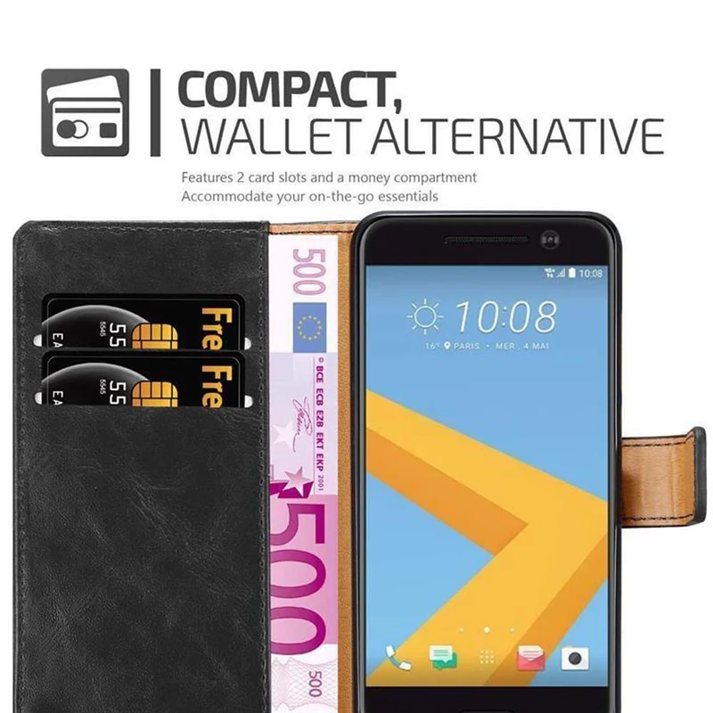 Cadorabo Hülle kompatibel mit HTC ONE M10 Schutzhülle mit Magnetverschluss, Standfunktion und Kartenfach