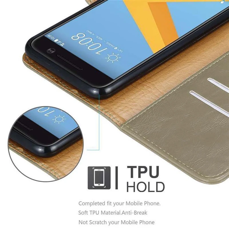Cadorabo Hülle kompatibel mit HTC ONE M10 Schutzhülle mit Magnetverschluss, Standfunktion und Kartenfach