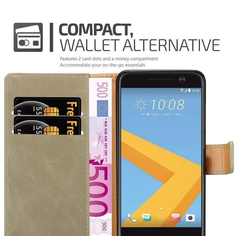 Cadorabo Hülle kompatibel mit HTC ONE M10 Schutzhülle mit Magnetverschluss, Standfunktion und Kartenfach