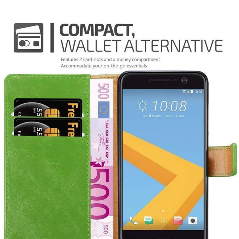 Cadorabo Hülle kompatibel mit HTC ONE M10 Schutzhülle mit Magnetverschluss, Standfunktion und Kartenfach