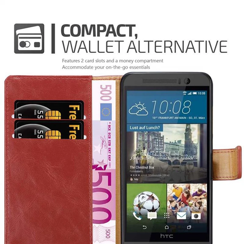 Cadorabo Hülle kompatibel mit HTC ONE M9 Schutzhülle mit Magnetverschluss, Standfunktion und Kartenfach