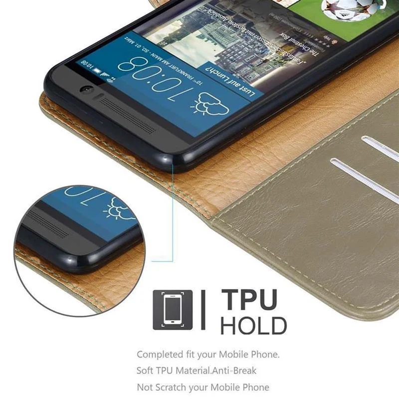 Cadorabo Hülle kompatibel mit HTC ONE M9 Schutzhülle mit Magnetverschluss, Standfunktion und Kartenfach