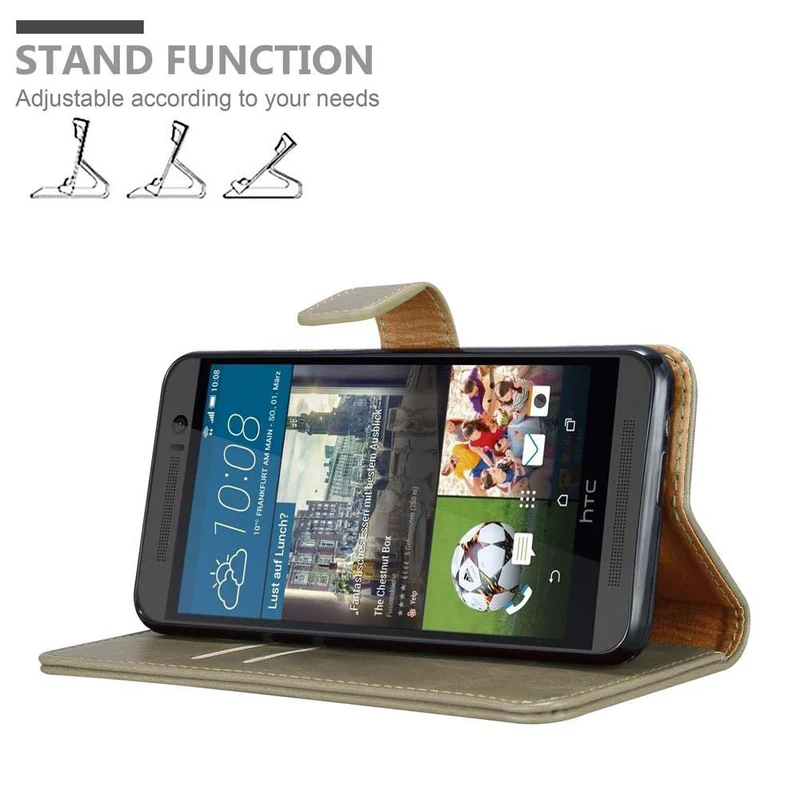 Cadorabo Hülle kompatibel mit HTC ONE M9 Schutzhülle mit Magnetverschluss, Standfunktion und Kartenfach
