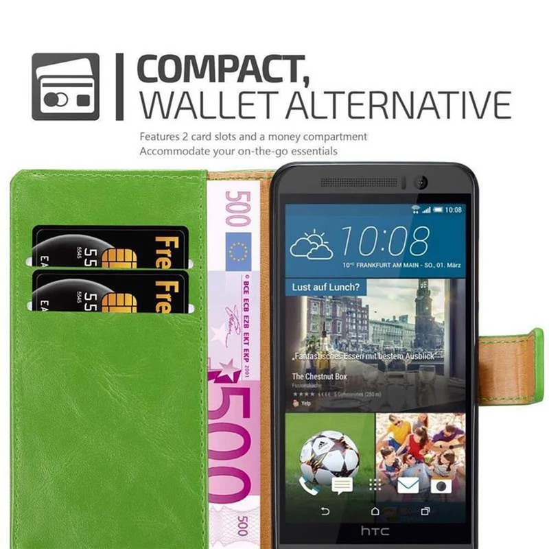 Cadorabo Hülle kompatibel mit HTC ONE M9 Schutzhülle mit Magnetverschluss, Standfunktion und Kartenfach
