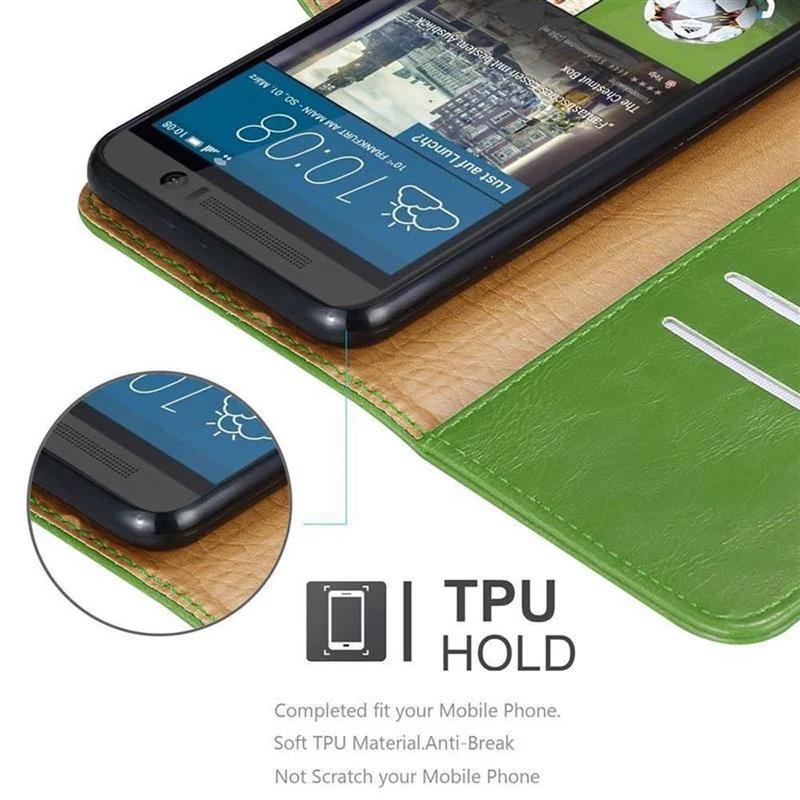 Cadorabo Hülle kompatibel mit HTC ONE M9 Schutzhülle mit Magnetverschluss, Standfunktion und Kartenfach