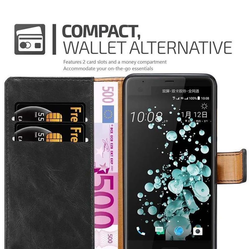 Cadorabo Hülle kompatibel mit HTC U ULTRA Schutzhülle mit Magnetverschluss, Standfunktion und Kartenfach