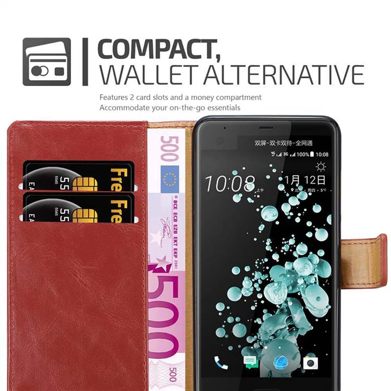 Cadorabo Hülle kompatibel mit HTC U ULTRA Schutzhülle mit Magnetverschluss, Standfunktion und Kartenfach