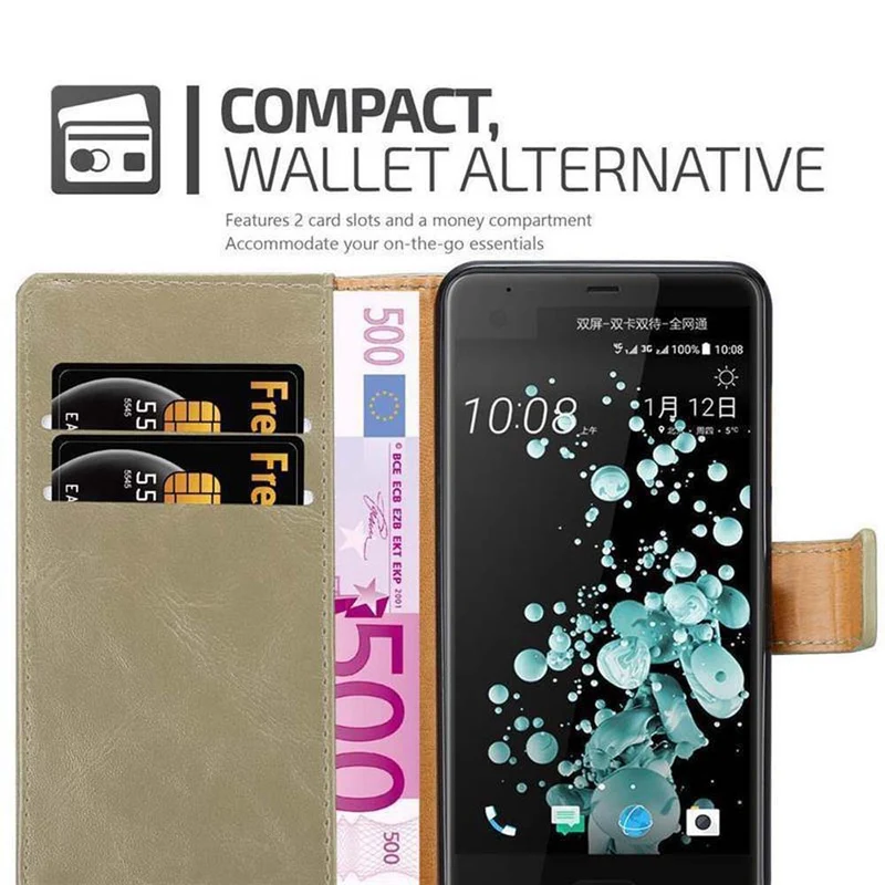Cadorabo Hülle kompatibel mit HTC U ULTRA Schutzhülle mit Magnetverschluss, Standfunktion und Kartenfach