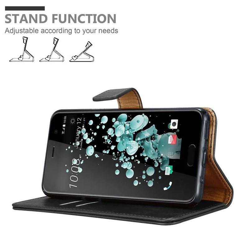 Cadorabo Hülle kompatibel mit HTC U PLAY Schutzhülle mit Magnetverschluss, Standfunktion und Kartenfach