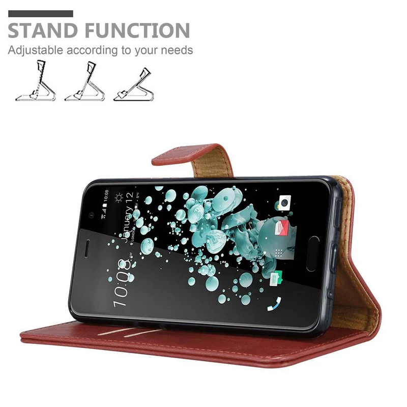Cadorabo Hülle kompatibel mit HTC U PLAY Schutzhülle mit Magnetverschluss, Standfunktion und Kartenfach