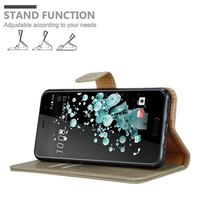 Cadorabo Hülle kompatibel mit HTC U PLAY Schutzhülle mit Magnetverschluss, Standfunktion und Kartenfach