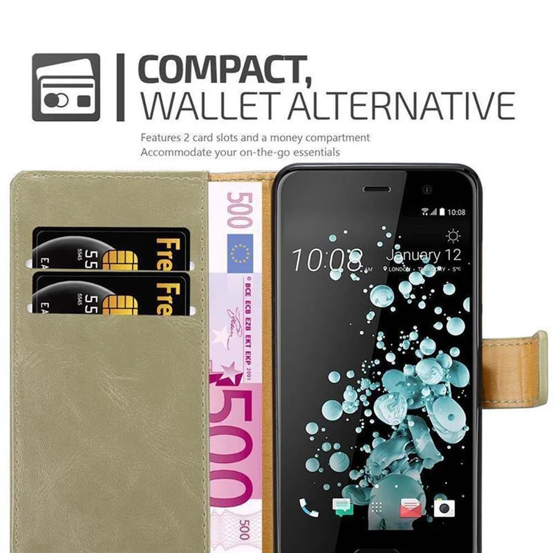 Cadorabo Hülle kompatibel mit HTC U PLAY Schutzhülle mit Magnetverschluss, Standfunktion und Kartenfach