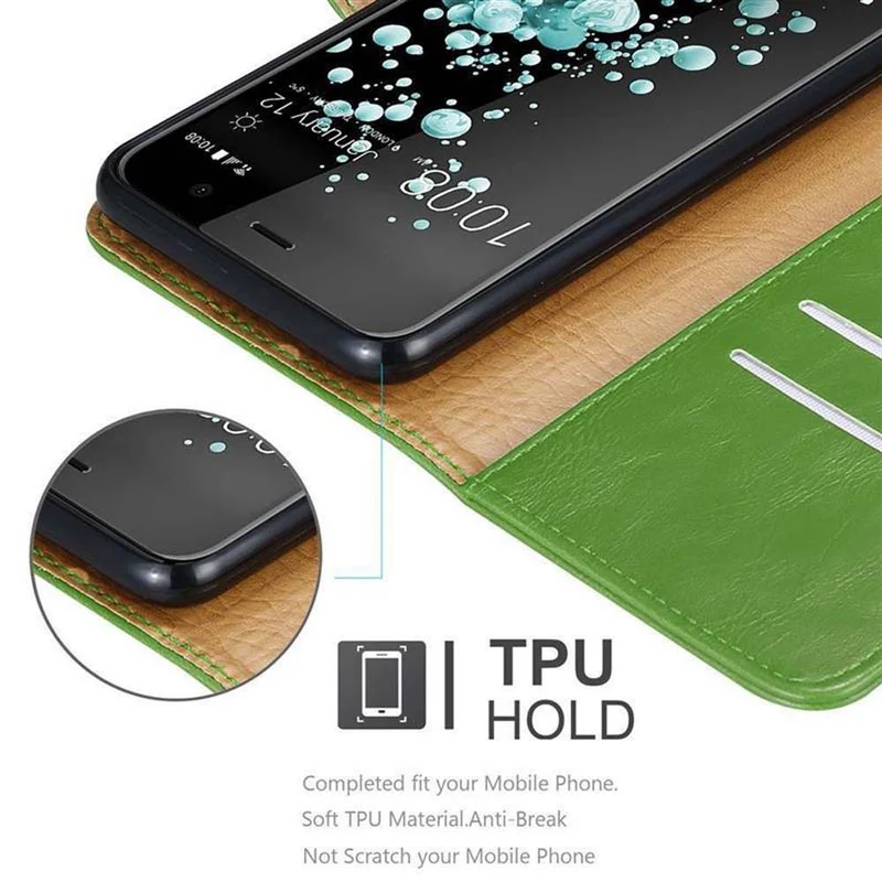 Cadorabo Hülle kompatibel mit HTC U PLAY Schutzhülle mit Magnetverschluss, Standfunktion und Kartenfach