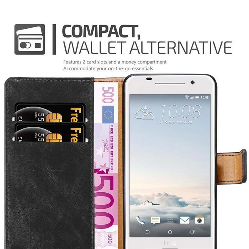 Cadorabo Hülle kompatibel mit HTC ONE A9 Schutzhülle mit Magnetverschluss, Standfunktion und Kartenfach