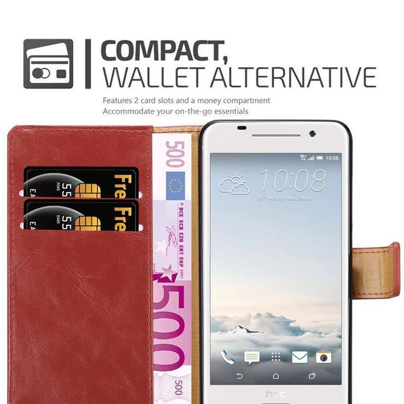 Cadorabo Hülle kompatibel mit HTC ONE A9 Schutzhülle mit Magnetverschluss, Standfunktion und Kartenfach