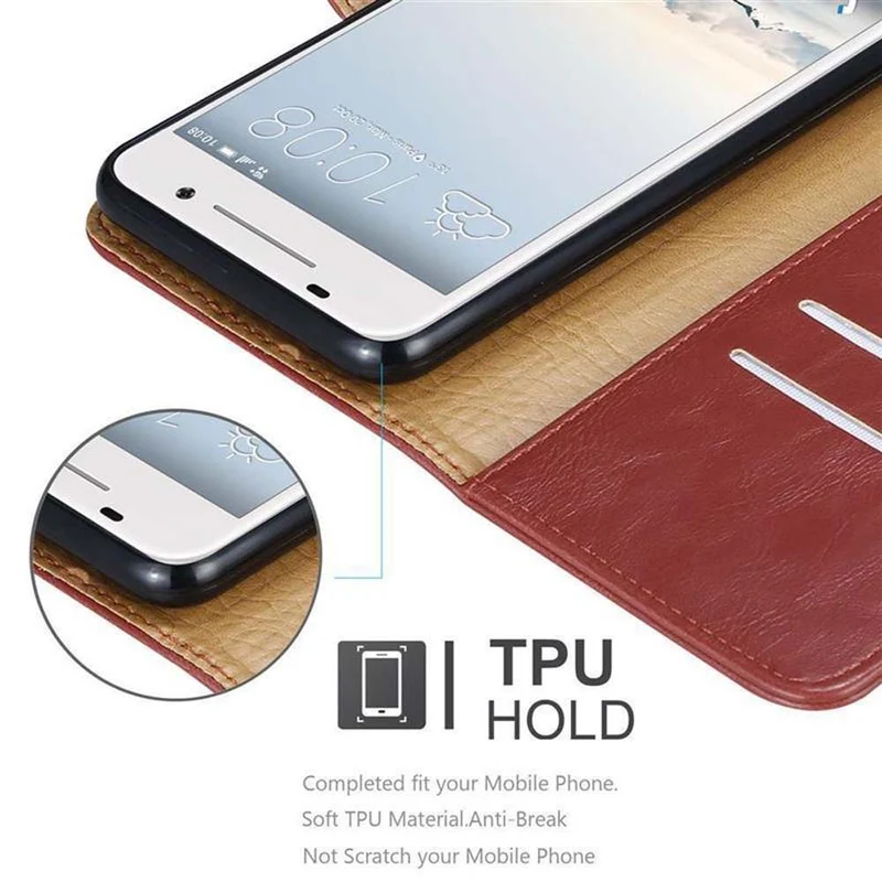 Cadorabo Hülle kompatibel mit HTC ONE A9 Schutzhülle mit Magnetverschluss, Standfunktion und Kartenfach