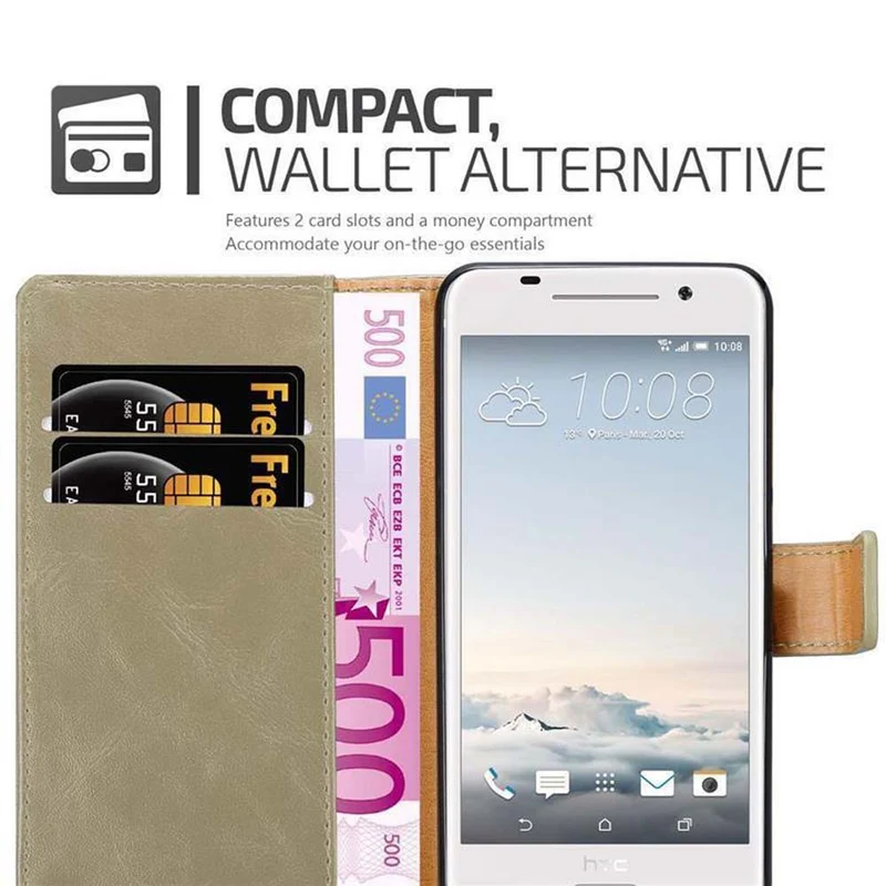 Cadorabo Hülle kompatibel mit HTC ONE A9 Schutzhülle mit Magnetverschluss, Standfunktion und Kartenfach