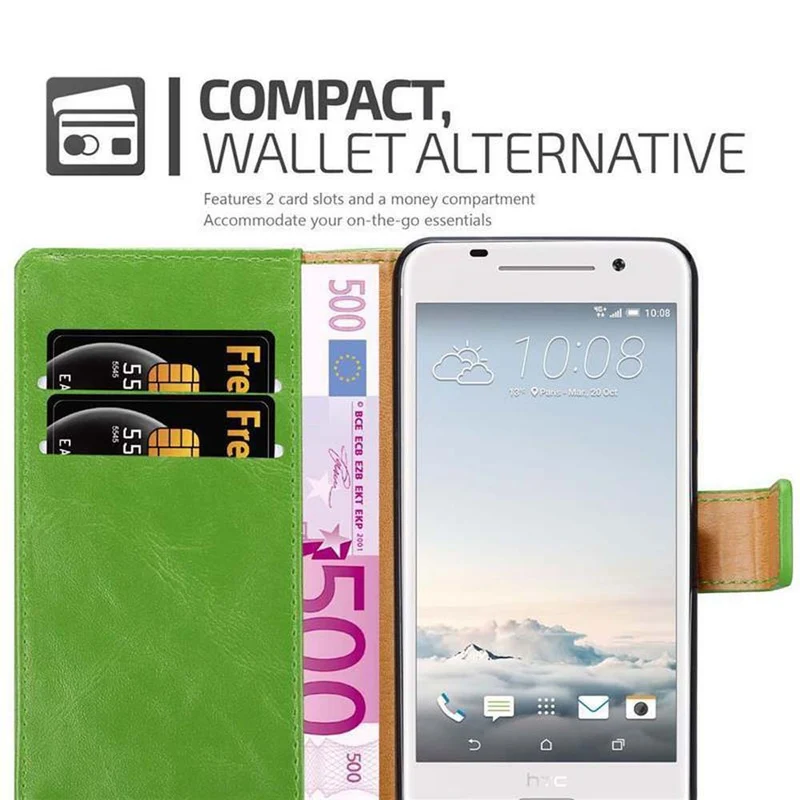 Cadorabo Hülle kompatibel mit HTC ONE A9 Schutzhülle mit Magnetverschluss, Standfunktion und Kartenfach