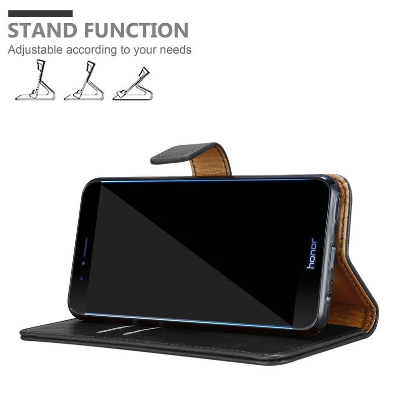 Cadorabo Hülle kompatibel mit Honor 8 PRO Schutzhülle mit Magnetverschluss, Standfunktion und Kartenfach