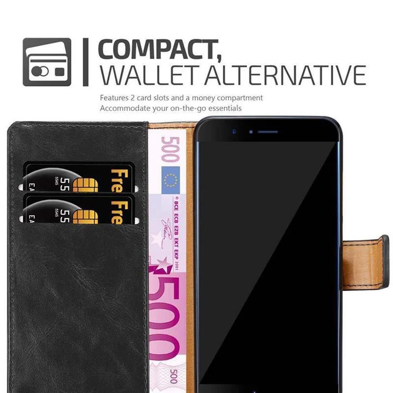 Cadorabo Hülle kompatibel mit Honor 8 PRO Schutzhülle mit Magnetverschluss, Standfunktion und Kartenfach