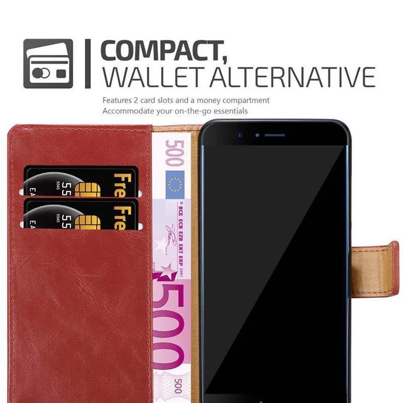 Cadorabo Hülle kompatibel mit Honor 8 PRO Schutzhülle mit Magnetverschluss, Standfunktion und Kartenfach