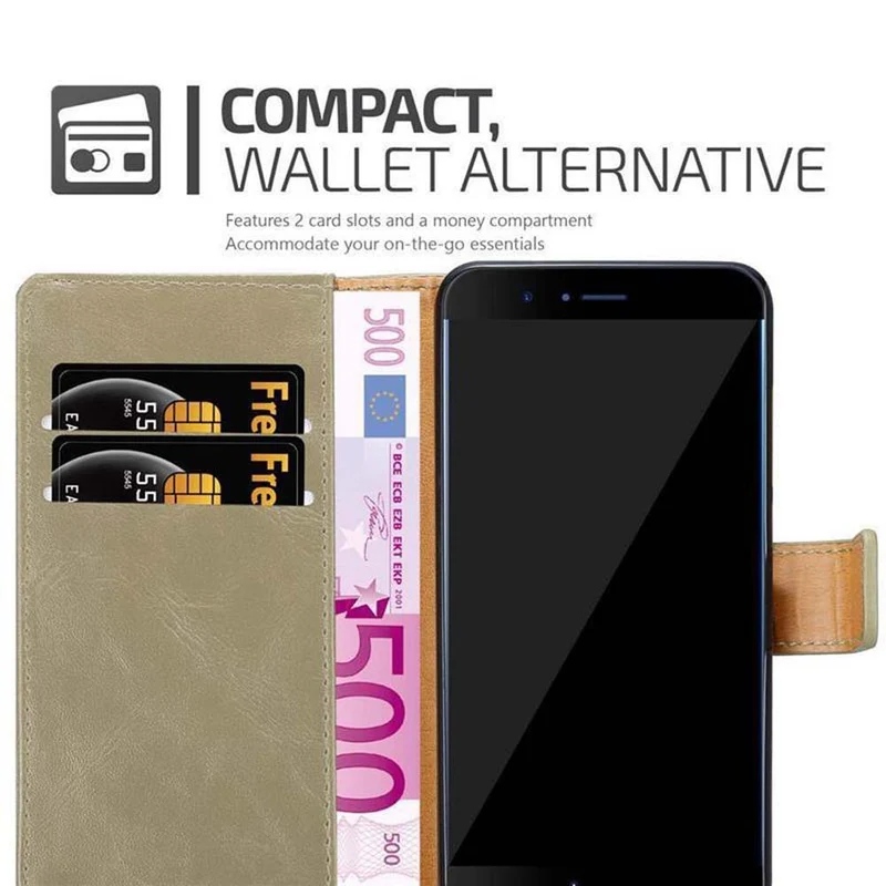Cadorabo Hülle kompatibel mit Honor 8 PRO Schutzhülle mit Magnetverschluss, Standfunktion und Kartenfach