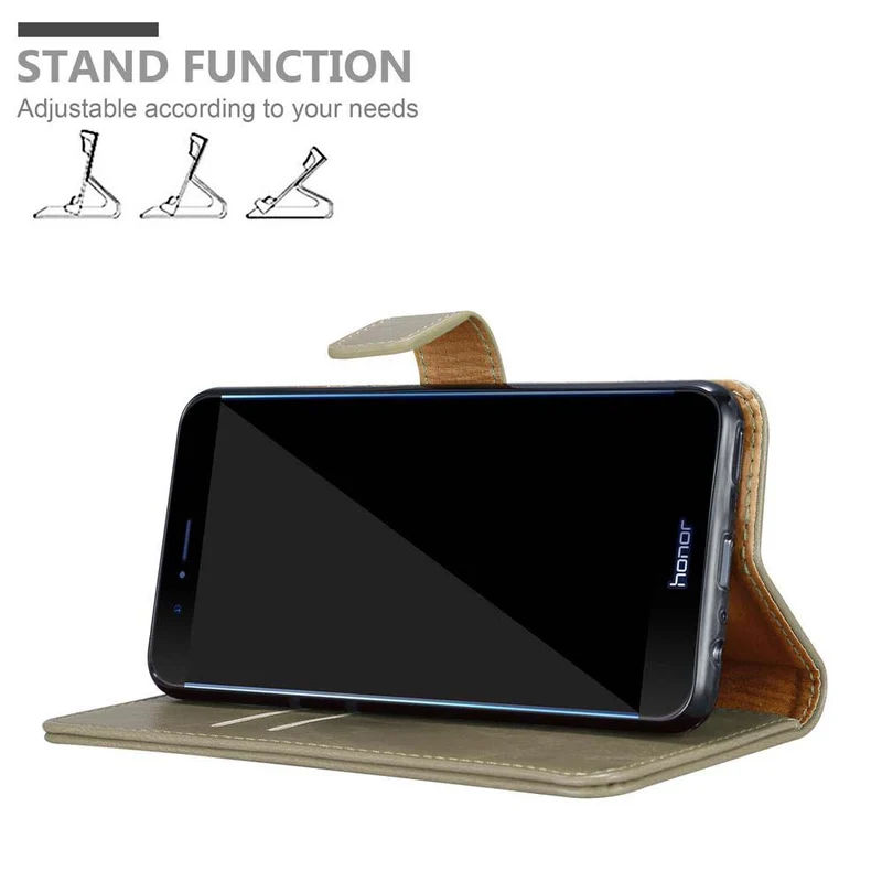 Cadorabo Hülle kompatibel mit Honor 8 PRO Schutzhülle mit Magnetverschluss, Standfunktion und Kartenfach