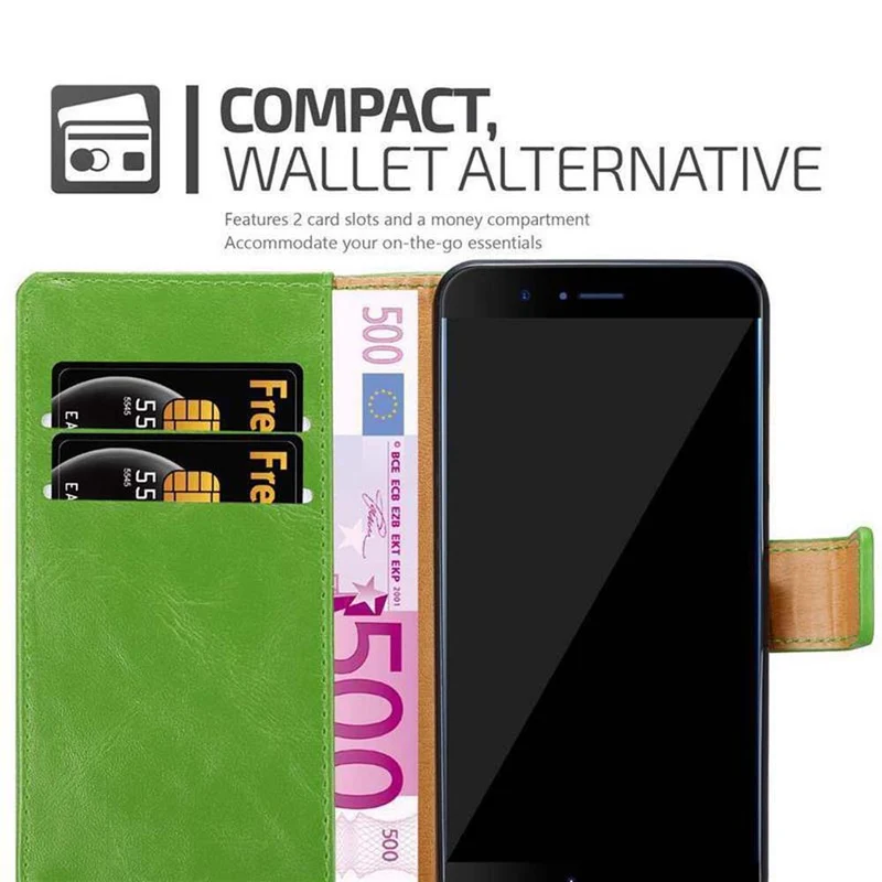 Cadorabo Hülle kompatibel mit Honor 8 PRO Schutzhülle mit Magnetverschluss, Standfunktion und Kartenfach