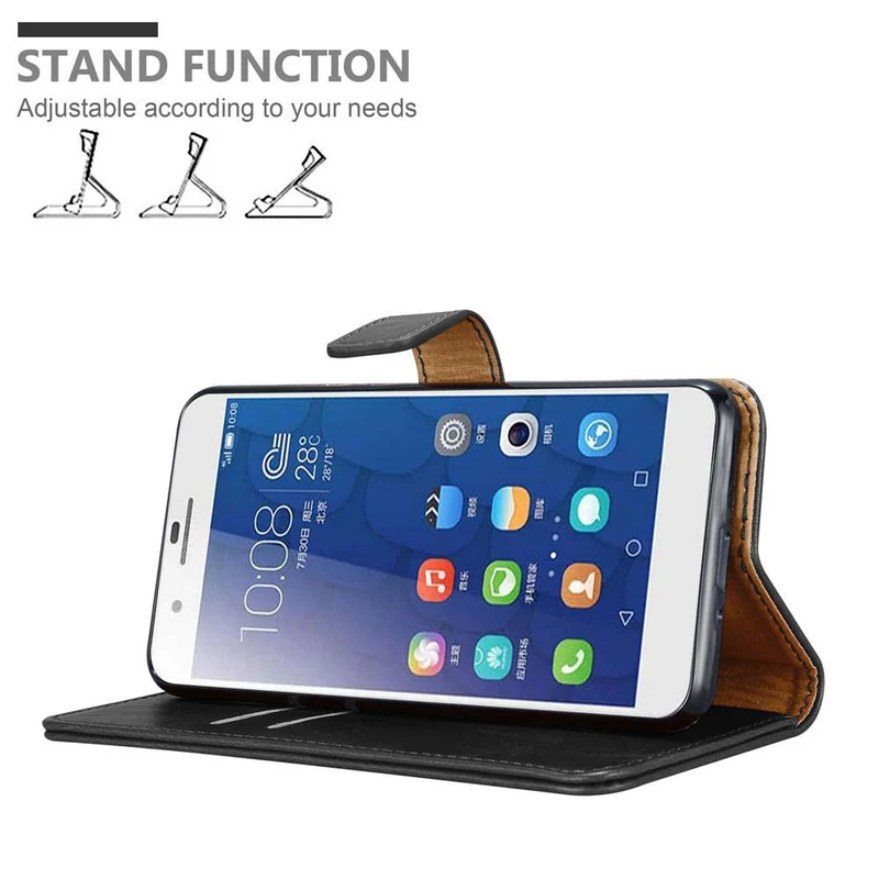 Cadorabo Hülle kompatibel mit Honor 6 PLUS Schutzhülle mit Magnetverschluss, Standfunktion und Kartenfach