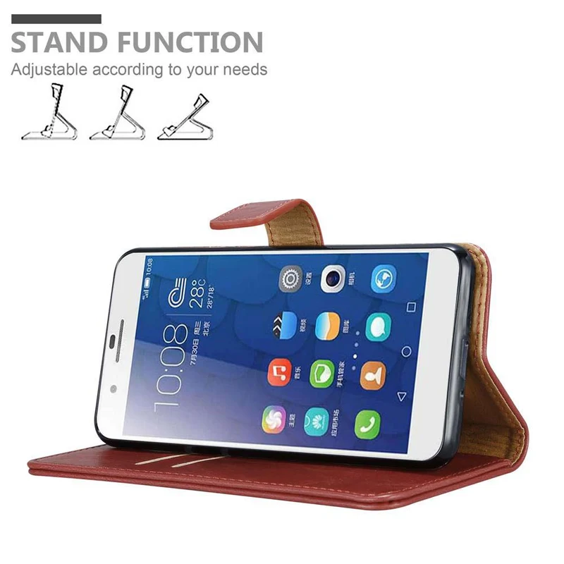 Cadorabo Hülle kompatibel mit Honor 6 PLUS Schutzhülle mit Magnetverschluss, Standfunktion und Kartenfach