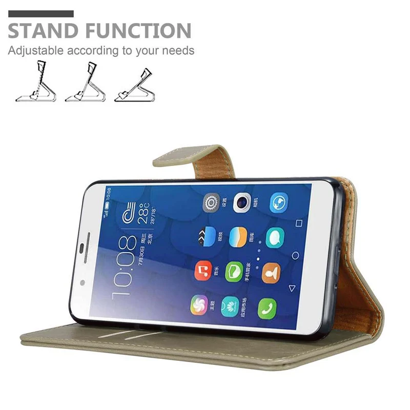 Cadorabo Hülle kompatibel mit Honor 6 PLUS Schutzhülle mit Magnetverschluss, Standfunktion und Kartenfach