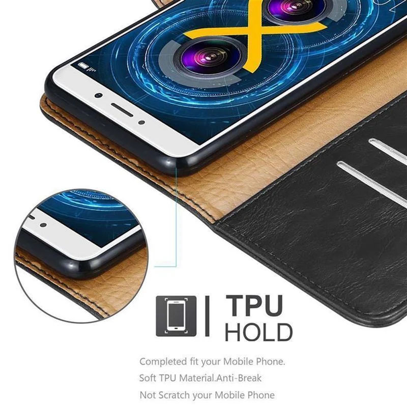 Cadorabo Hülle kompatibel mit Huawei MATE 9 LITE / GR5 2017 / Honor 6X Schutzhülle mit Magnetverschluss, Standfunktion und Kartenfach