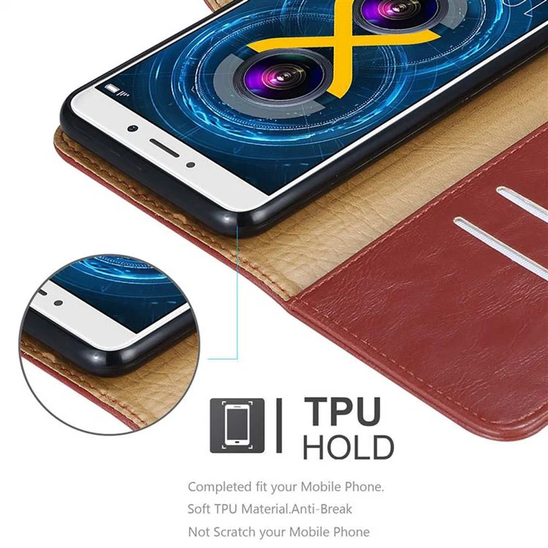 Cadorabo Hülle kompatibel mit Huawei MATE 9 LITE / GR5 2017 / Honor 6X Schutzhülle mit Magnetverschluss, Standfunktion und Kartenfach