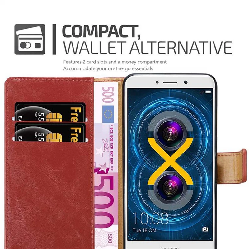 Cadorabo Hülle kompatibel mit Huawei MATE 9 LITE / GR5 2017 / Honor 6X Schutzhülle mit Magnetverschluss, Standfunktion und Kartenfach